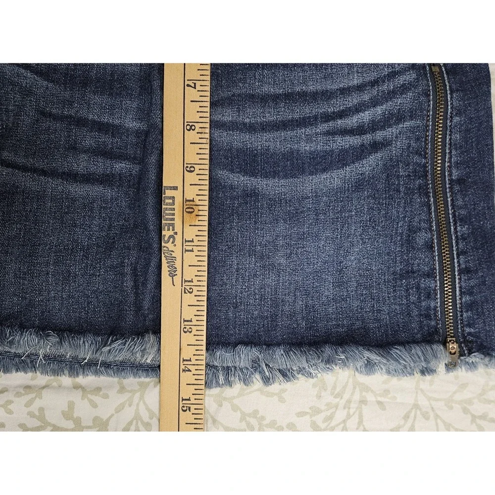 American Eagle Hi-Rise Mini Skirt‎ Side Zippers Blue Denim Cutoff Mini Size 0